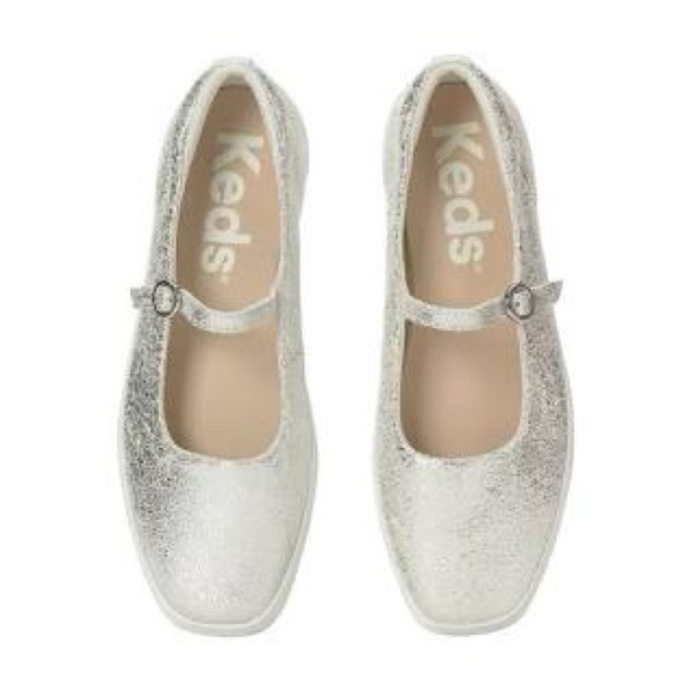 Keds Women's Shimmering Silver Square Toe Mary Jane’s